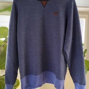 Peter Millar Merino Wool Pullover Sweater Navy and Light Blue Size L